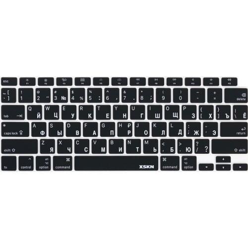 XSKN Russian / English Language Black Silicone Keyboard Cover Skin for New MacBook Air 13" with Touch ID A2179 US Version