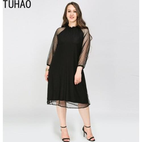 TUHAO 2020 Spring Summer Mother Mom Woman Elegant Office Lady Party Dresses Women Plus Size 8XL Formal Business Work Dress WM79