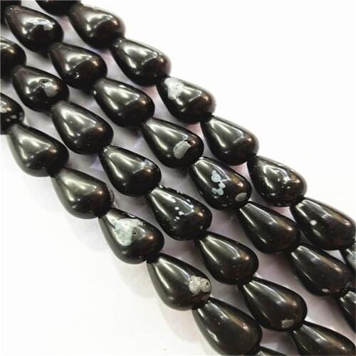 1 Strand/28pcs 14x10mm Wholesale Natural Black Snowflake Obsidian Teardrop Loose Beads DIY Jewelry Accessories 15.5inch S477