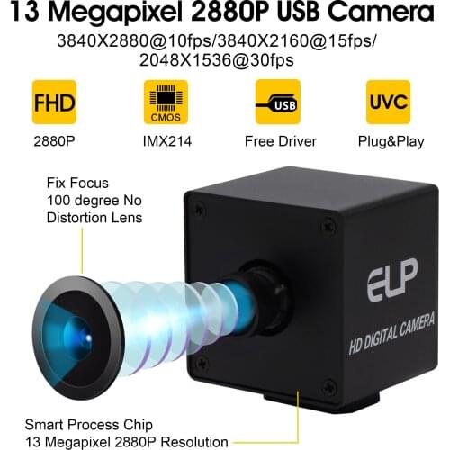 13Megapixel USB Camera MJPEG 15fps 3840x2880 Sony IMX214 No Distortion HD Webcam For Computer PC Laptop Desktop