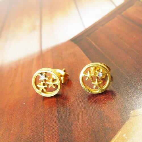 2018 Stainless Steel Earring Fashion Jewelry Simple Charm Round Star Crystal Earrings For Women Gold