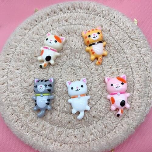 30pcs Cute Resin Cat Ornaments Materials DIY Crafts Supplies Phone Shell Patch Arts Girls Headwear Hair Accessories Decoration
