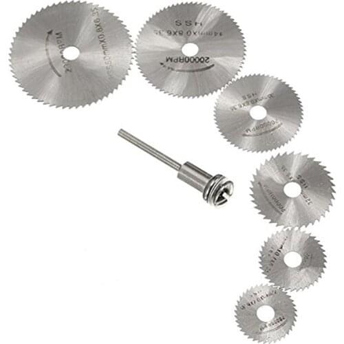 7Pcs/set HSS Rotary Tools Circular Saw Blades Cutting Discs Set High Quality Drill Mandrel Cutoff Cutter Power Tools Multitool