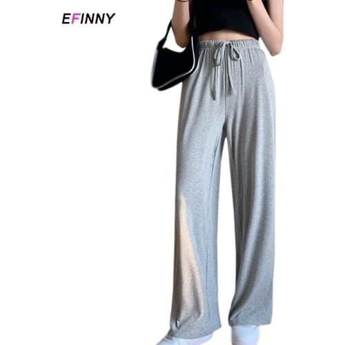 Women Pants High Waisted Loose Wide Leg Pants Summer Straight Pants Korean Fashion Casual Trousers Women Clothing Black/Grey