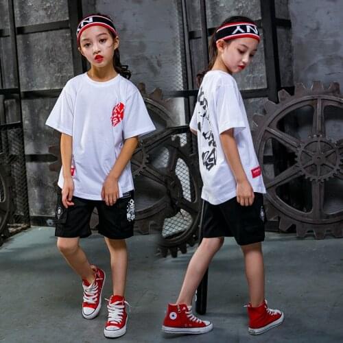Kids Girl Hip Hop Dance Costume Stage Performance Street Dance Suit Clothing Modern Jazz Dance Wear Party Show Dance Outfit 90