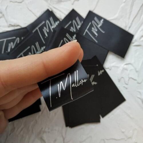 300 High Quality Custom fabric clothing tags labels Satin ribbon logo label Sew-in Garment washing Care Brand tag Handmade item