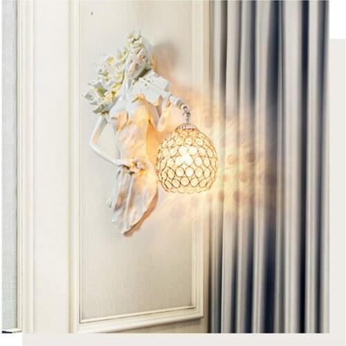 European Resin Led Wall Lamp Nordic Luxury Crystal Led Gold Wall Lamps Living Room Bedroom Background Light Indoor Lighting