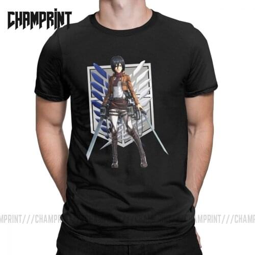 Shingeki No Kyojin Mikasa Ackerman Attack On Titan Men T Shirts Anime Shingeki Manga Tees Short Sleeve T-Shirts Cotton 6XL Tops