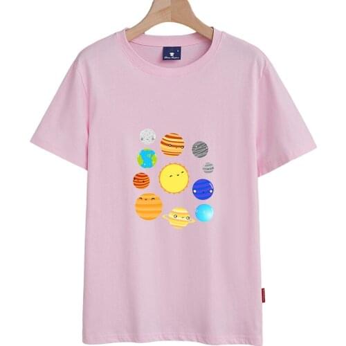 Kawaii Planet Tshirt Cotton Oversized Shirts for Girls Harajuku Aesthetic Graphic T Shirts Women Summer Unisex Casual Blouses