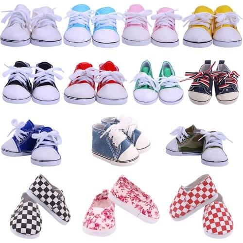 Doll Clothes Shoes 7 Cm Kitty Canvas Shoes For 18 Inch American&43Cm Baby New Born Doll Generation Girl Toy 1/3 Blyth