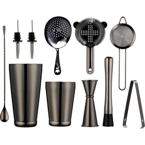 Stainless Bar Cocktail Boston Shaker Set 28Oz Barware Browser Kit Ice Tong Strainer Stirrer Drink Professional Bartender Tool