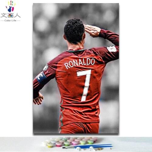 Ronald DIY paintings by numbers Mr. Football star pictures paints colors draws by numbers with kits artwork for hoom wall decor