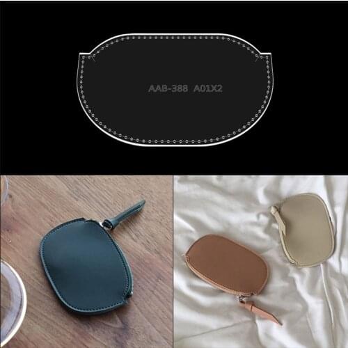 Handmade leather zipper coin purse coin storage bag acrylic pattern drawing pattern diy leather cutting template