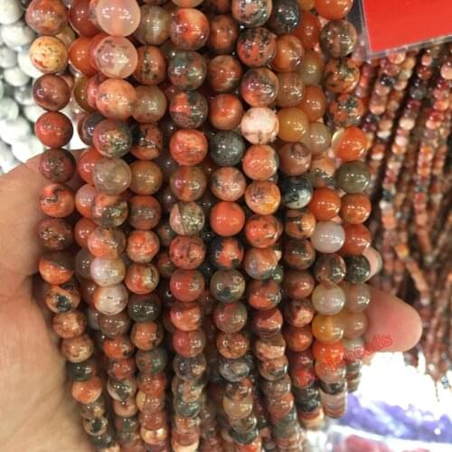 Fctory Price Res Moss Agat Round Gem Beads 16" Strand 4 6 8 10 12MM Pick Size For Jewelry Making diy