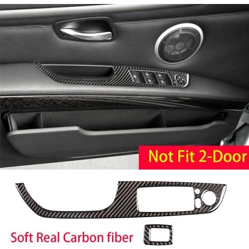 Real Carbon Fiber Door Window Lift Switch Button Cover For BMW E9 M3 2007-2013