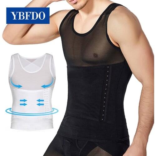 YBFDO Hot Mens Slimming Vest Breasted Body Shaper Abdomen Belly Control Mesh Breathable Slim Waist Cincher Corset Underwear