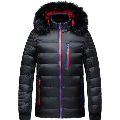 Fashion Removable Fur Collar Parka Men Casual Slim Fit Thick Warm Hoodied Coat Men New Winter Outwear Windproof Mens Jackets