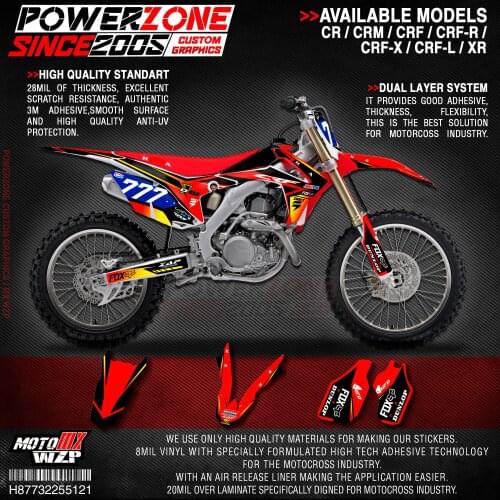 PowerZone Custom Team Graphics Backgrounds Decals 3M Stickers Kit For HONDA CRF250R 2014-2017 CRF450R 2013-2016 121