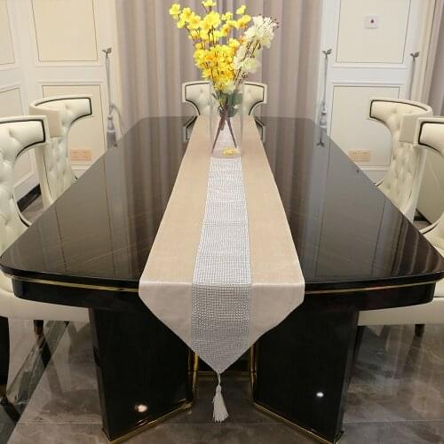 Table Runner Cushion Simple Modern Ivory Table Runner Luxurious Faux Silk Soft Comfortable For Home Wedding Party Decoration