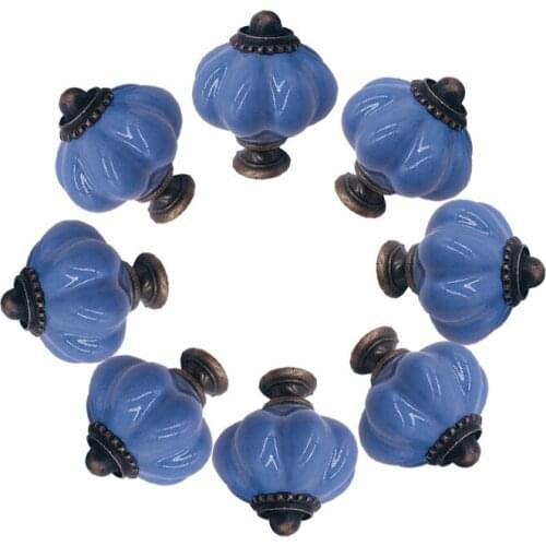 Nordic Style Ceramic Single Pumpkin Knobs Violet Purple Wardrobe Kitchen Garden Door Handle Modern Cabinet Handle With Screw 8PC