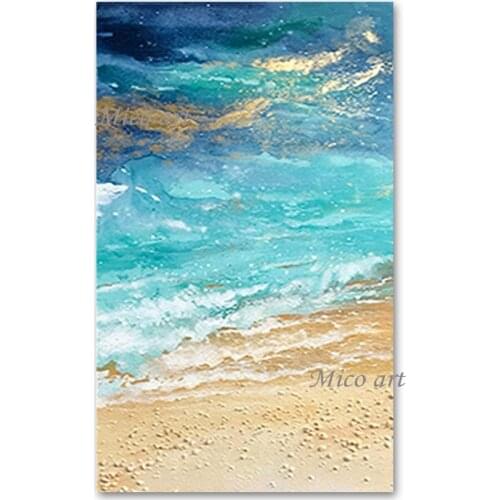 New Arrival Abstract Sea Wave Beach Oil Painting Canvas Wall Hanging Picture No Frame Hot Selling Acrylic Paintings Artwork