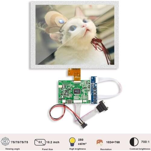 Original Innolux EJ080NA-04C Lcd Display Screen HD MI VGA DVI Audio Controller Board 8 Inch Resolution 1024x768 250 Nits