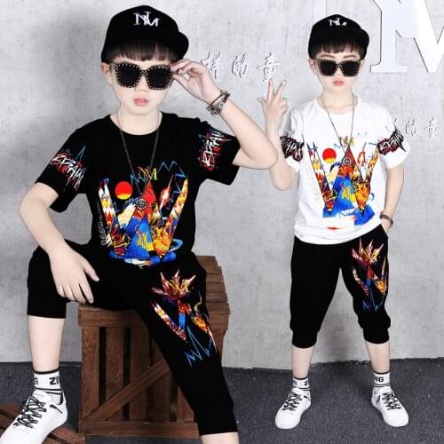 4-14 Years Summer Boy Clothing Set 2021 New Casual Fashion Active T-shirt+ Pant Kid Children Boy Teenager Clothing