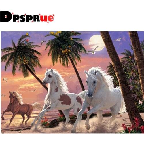 Dpsprue Full Square/Round 5D Diy Diamond Painting Cross Stitch "Animal Horse" Diamond 3D Embroidery Mosaic Home Decor Gift D100