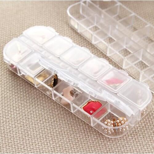 12 Grid Transparent Storage Box Treasure Jewelry Earring Pill Box PP Plastic Containers with Lids Small Parts Organizer