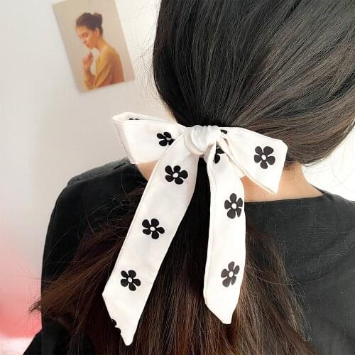 Bohemian Floral Print Elastic Hair Bands for Women Girls Bowknot Scrunchies Headband Hair Ties Ponytail Holder Hair Accessories