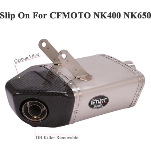 Slip On For CFmoto NK400 NK650 NK 400 Motorcycle Yoshimura Exhaust Escape Silencer Modify Carbon Muffler DB Killer Mid Link Pipe