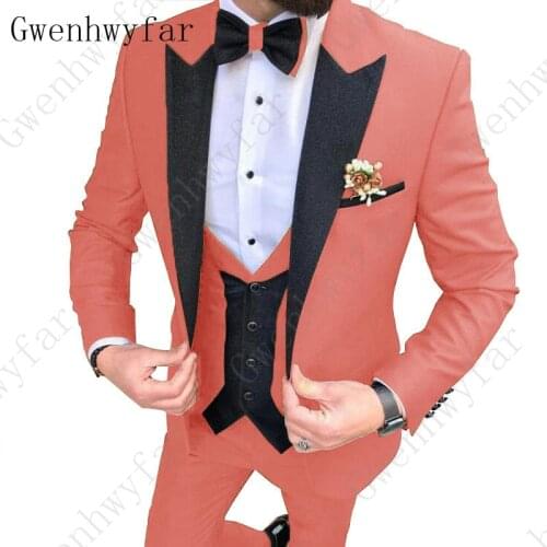 Latest Coat Pant Designs Tuxedos Pink blue Green Purple Men Suits for Wedding Groom Prom Costume Homme Jacket Vest Pants
