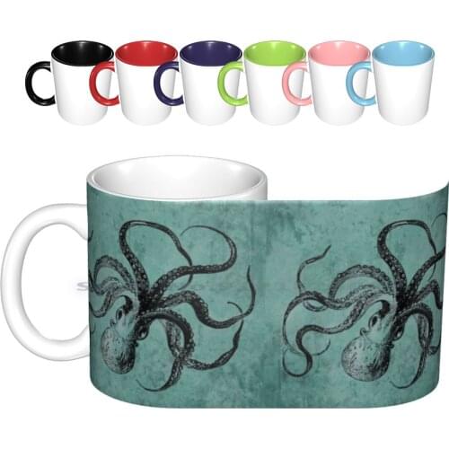Vintage Octopus Ceramic Mugs Coffee Cups Milk Tea Mug Vintage Octopus Sea Sea Creature Nature Animal Urban Modern Awesome