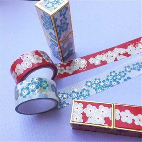 Cherry Plum Blossom Decorative Lipstick Sticker Washi Tape Adhesive Tape Diy Scrapbooking Sticker Label Masking Craft Tape