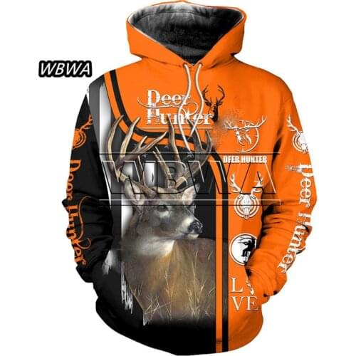 WBWAMen Unisex Deer hunting print 3d hoodies Bow Hunter Sweatshirts jacket tracksuit women Pullover harajuku streetwear Coat