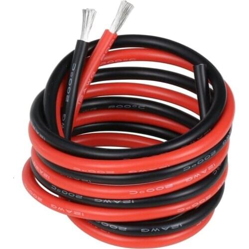 1M Red 1M Black Silicone Wire 6AWG 7AWG 8AWG 10AWG 12AWG 14AWG 16AWG 18AWG 22AWG 20AWG Heatproof Soft Silicon Silica Wire Cable