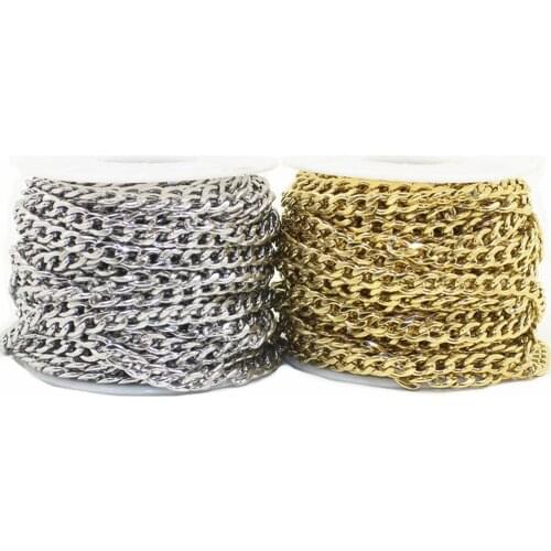 1m/Lot Stainless Steel Figaro Cuban Chain Width 3/3.8/4.5/5/6/7/7.5mm Necklace For Men Women DIY Handmade Making