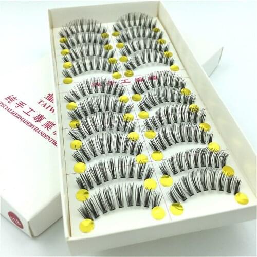 10 pairs make up Handmade Natural Long False Eyelashes Sparse Eye Lashes Free shipping high quality fake lashes