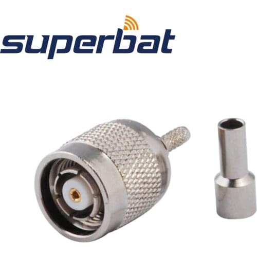 Superbat 10pcs RP-TNC Crimp Plug(Female Pin) RF Coaxial Connector for Cable RG316 RG174 LMR100