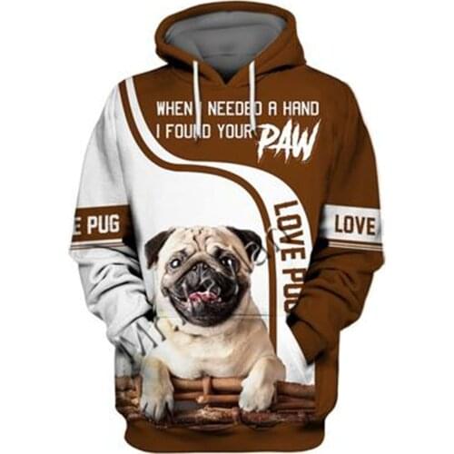 2021 Fashion Animal Pug 3D Printed Hoodie Men Women Ropa Casual Pet Dog Designs Hooded Oversized Hooded Coat Drop Shipping QW-23