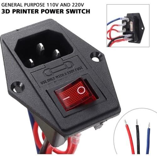 220V/110V Power Triple Outlet Socket Switch with Fuse for 3D Printer High Quality Power Switch Adapter Printers Accessories