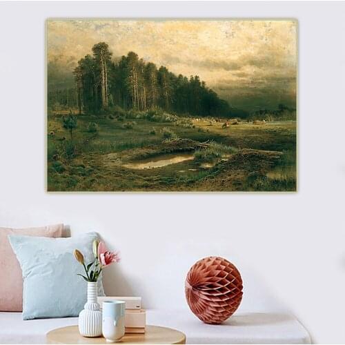 Alexei Kondratievich Savrasov《Elk Island in Sokolniki》Canvas Oil Painting Picture Wall Hanging Decor Home Living Room Decoration
