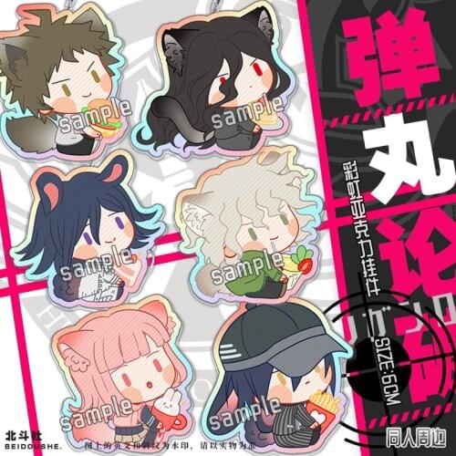 Anime Danganronpa: Trigger Happy Havoc Kokichi Oma Keychain School Bag Pendant Keyrings Badge Brooch Pin Clothing Decor Toys