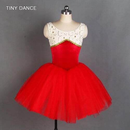 Ivory and Red Velvet Bodice Ballet Dance Tutus for Girls and Women Performance Costume Romantic Tutu Skirt Platter Tutu 20513