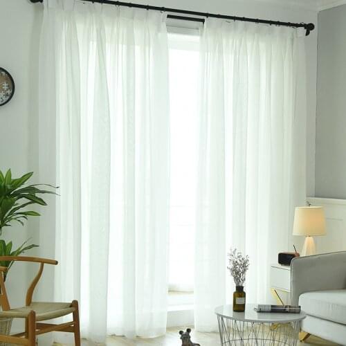 White Voile Curtains Solid Color Tulle Curtains for Living Room Window Screening Curtains Drape Panel Sheer Tulle for Bedroom