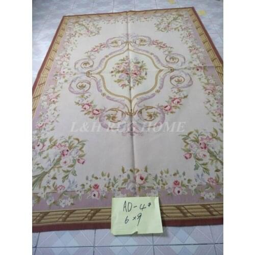 Free Shipping 6'X9' French Aubusson rug hand woven100% New Zealand wool rugs and carpets