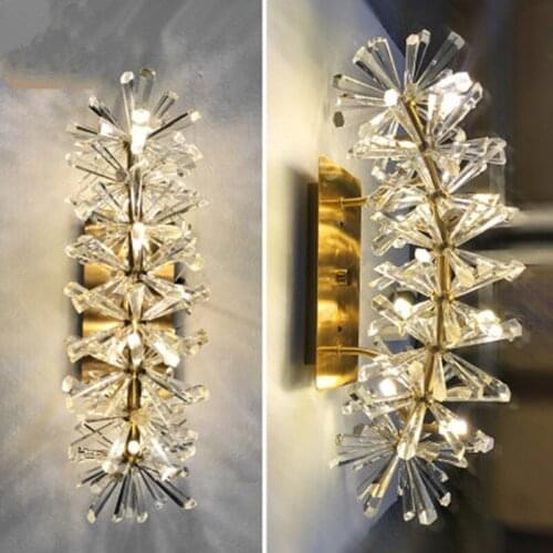 Flower pattern crystal wall sconces lighting wall lights for bedroom bedside living room chrome wall lamp home decor fixtures