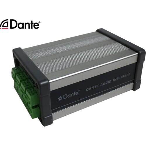 Dante Audio Processor Mini 4 In 4 Out IP Network Transmitter/Converter with 2 Balanced MIC/AUX,Support 12VDC or PoE Power Supply