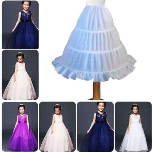 Kids Petticoat Flower Girls 3-Hoop Crinoline Underskirt Dress Slips Children Mon