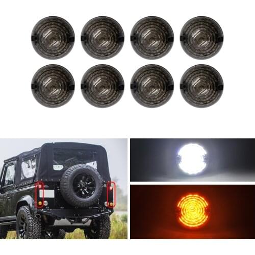 Smoke Lens 8x Led F&R Indicator Stop/Tail Side Lights For Land Rover Defender 90/110 Led Complete Upgrade Kits